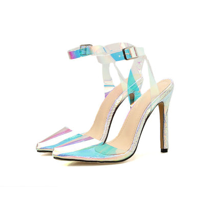 Damen-Sandalen mit hohem Absatz Knöchelriemen PVC-1