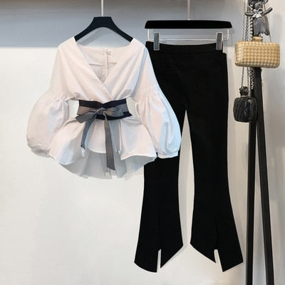 Weiße Damenbluse mit V-Ausschnitt und Laternenärmeln aus Polyester und Baumwolle – elegante und trendige Bluse für Alltag und Fest 4
