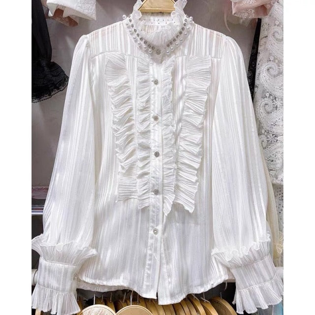 Variant image for Damen-Blusenkleid Rollkragen Chiffon mit Rüschen-5