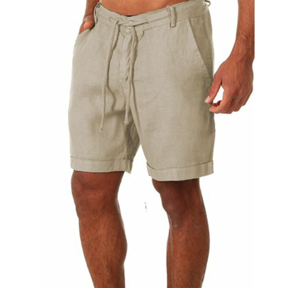 Herren-Leinenshorts, leicht, mit elastischem Bund 1