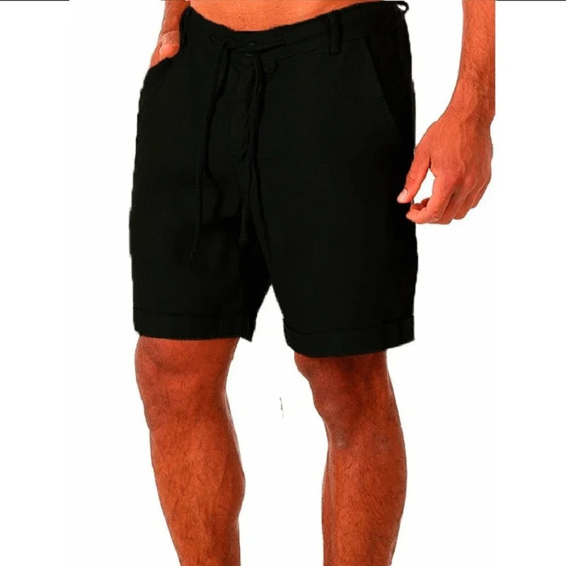 Herren-Leinenshorts, leicht, mit elastischem Bund 2