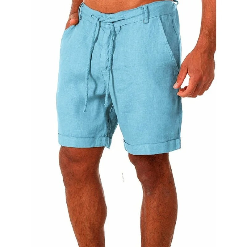 Herren-Leinenshorts, leicht, mit elastischem Bund 3
