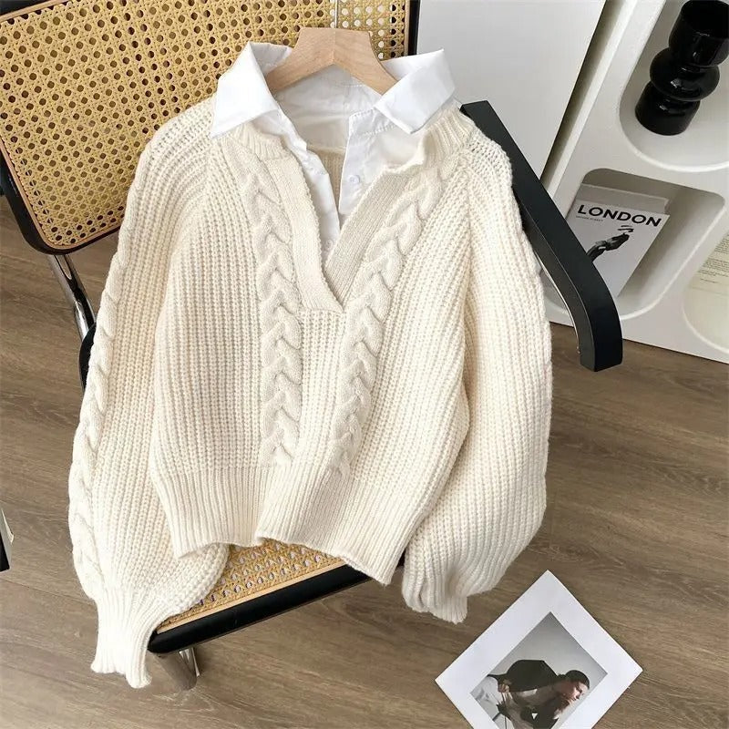 Variant image for Damen-Strickpullover, Retro, weich für Herbst-6