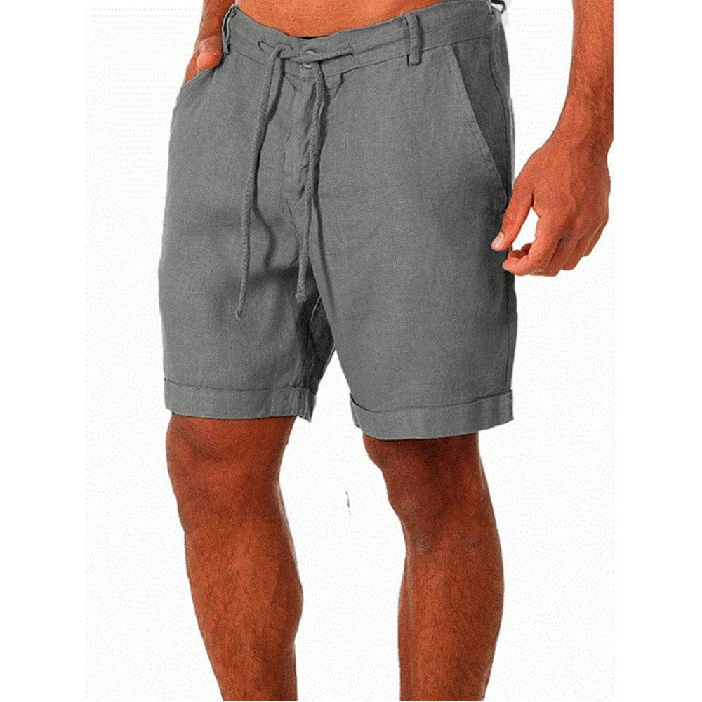 Herren-Leinenshorts, leicht, mit elastischem Bund 5