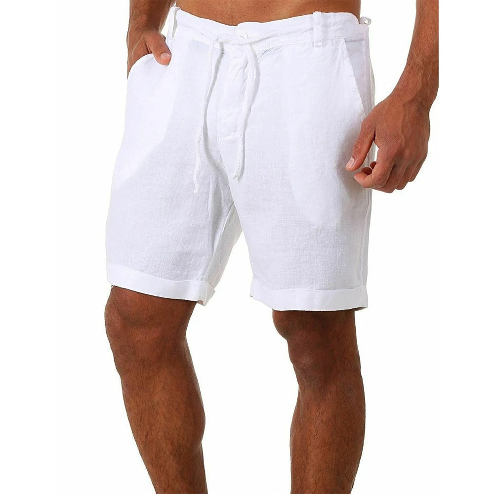 Herren-Leinenshorts, leicht, mit elastischem Bund 13