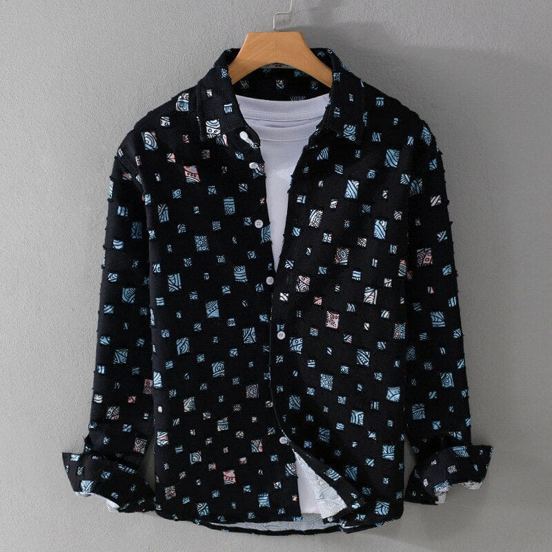 Unisex-Freizeithemd, geometrisches Muster, leichtes Material-4