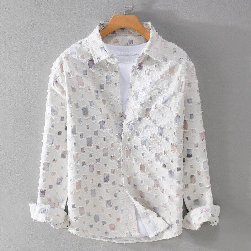 Unisex-Freizeithemd, geometrisches Muster, leichtes Material-5