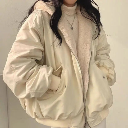 Damen-Lange Winterjacke, Doppellagiger Koreanischer Stil, Polyester 3