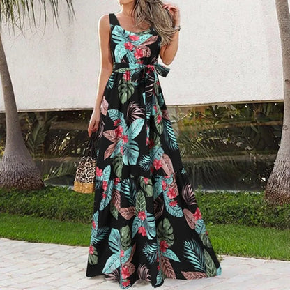 Damenkleid Geblümtes Muster Leichtes Material Eleganter Sommerstil-1