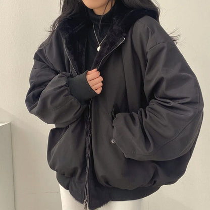 Damen-Lange Winterjacke, Doppellagiger Koreanischer Stil, Polyester 2