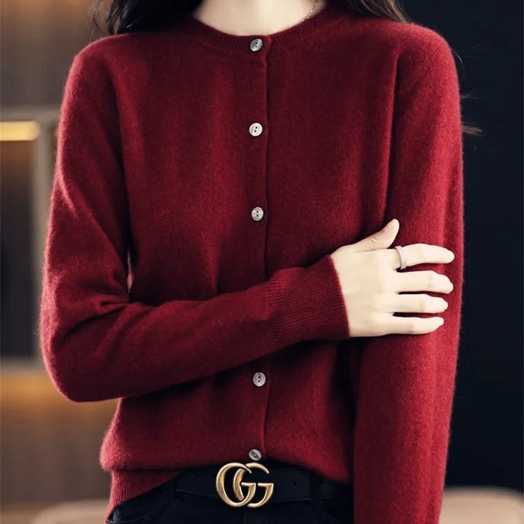 Damen-Strickpullover, O-Ausschnitt, Polyester, für Herbst und Winter-3
