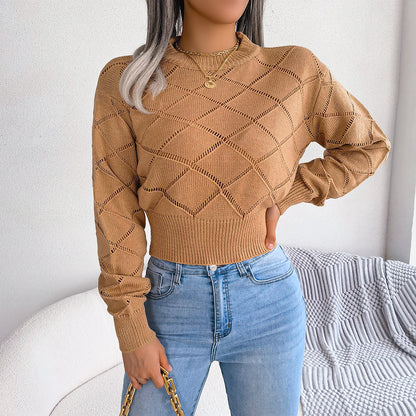 Variant image for Damen-Strickpullover, kariertes Muster, weiches Material-6