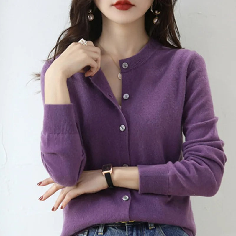Damen-Strickpullover, O-Ausschnitt, Polyester, für Herbst und Winter-2