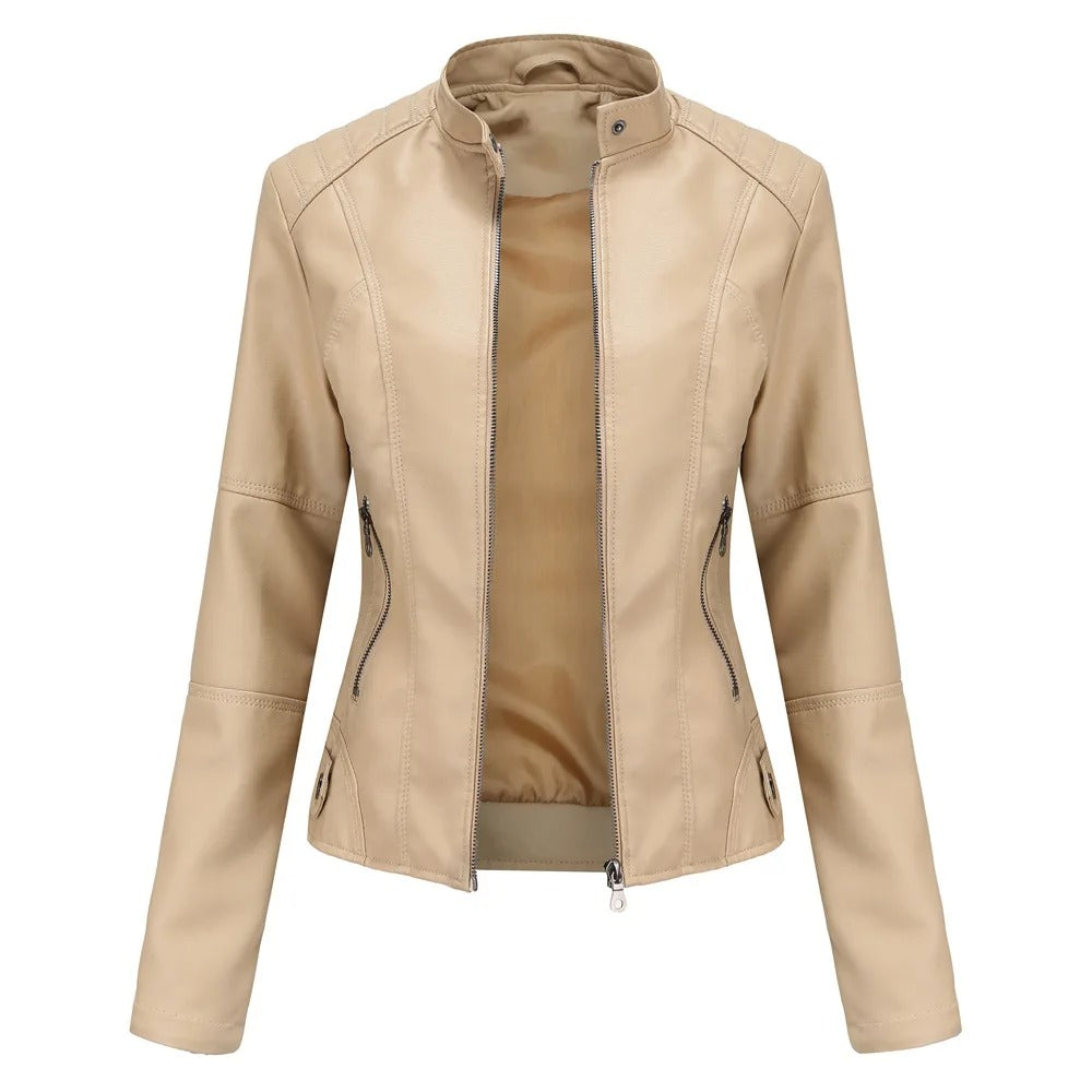 Elegante Damen-Lederjacke aus Kunstleder – Moderne reguläre Passform für Herbst und Frühling 10