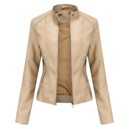 Elegante Damen-Lederjacke aus Kunstleder – Moderne reguläre Passform für Herbst und Frühling 10