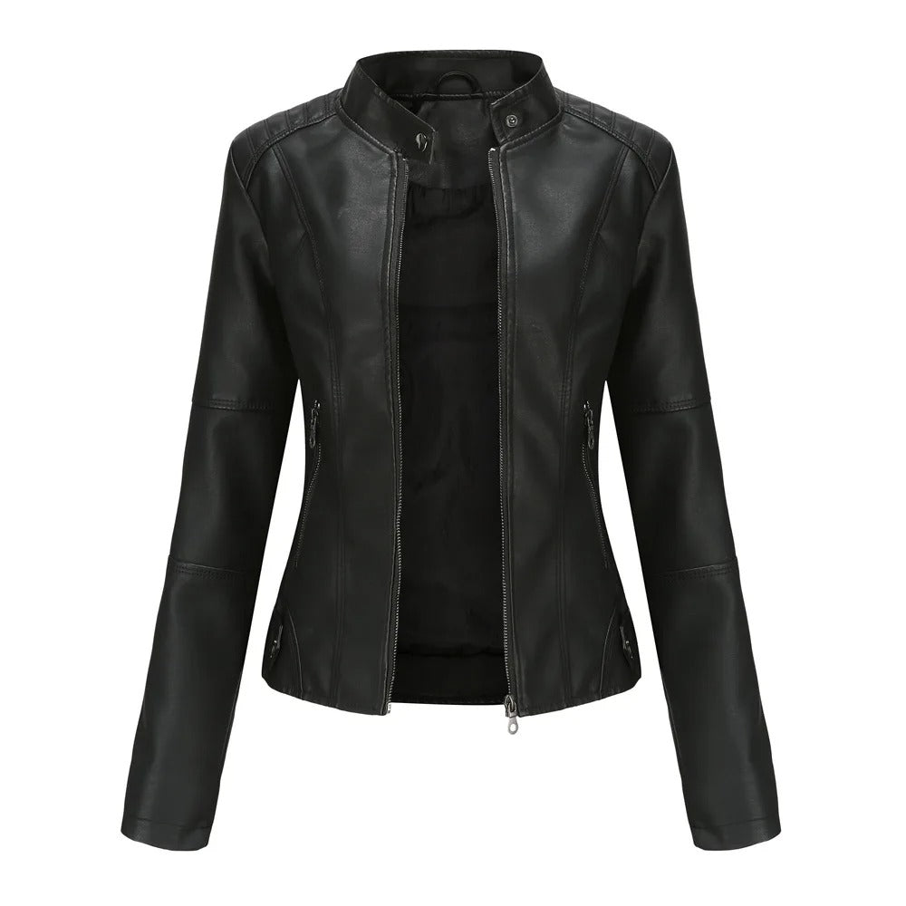 Elegante Damen-Lederjacke aus Kunstleder – Moderne reguläre Passform für Herbst und Frühling 7