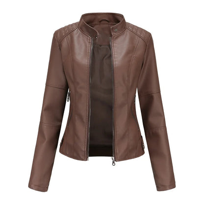 Elegante Damen-Lederjacke aus Kunstleder – Moderne reguläre Passform für Herbst und Frühling 5