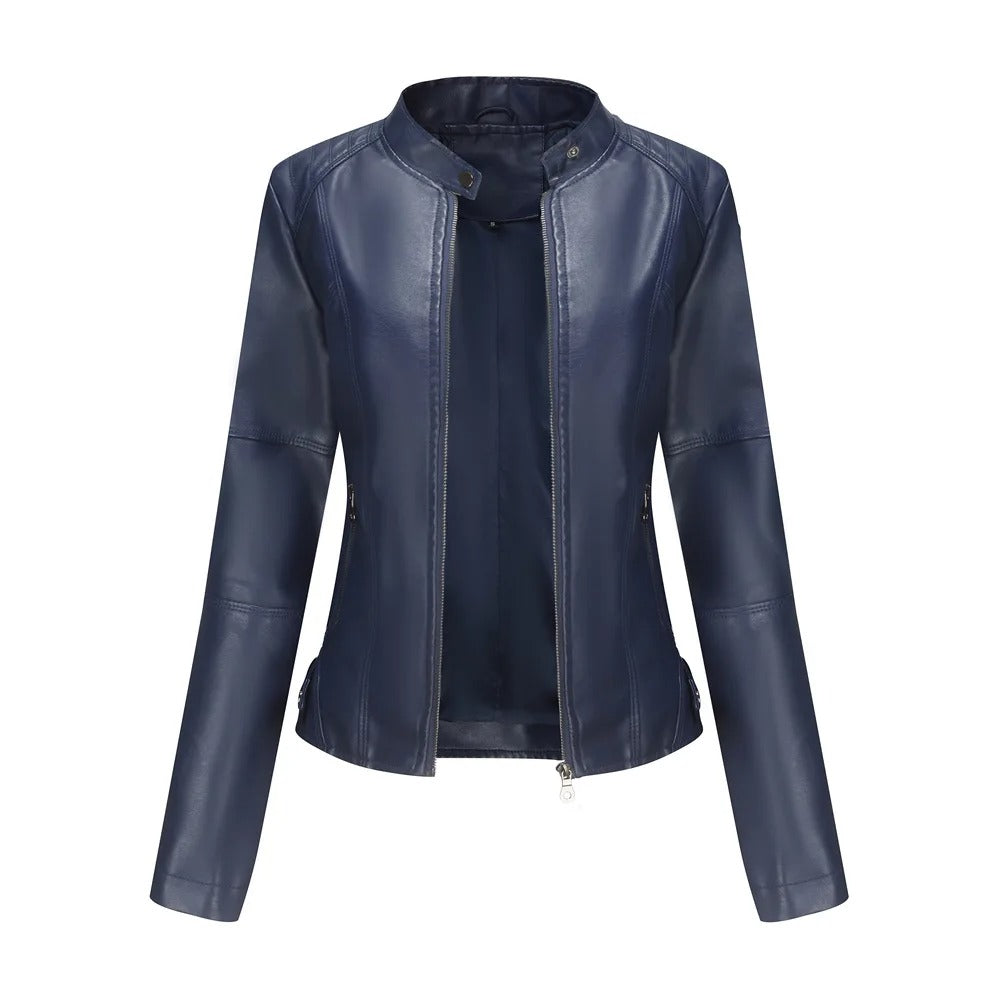 Elegante Damen-Lederjacke aus Kunstleder – Moderne reguläre Passform für Herbst und Frühling 14