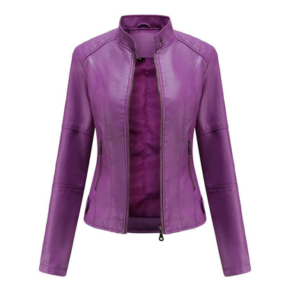 Elegante Damen-Lederjacke aus Kunstleder – Moderne reguläre Passform für Herbst und Frühling 13