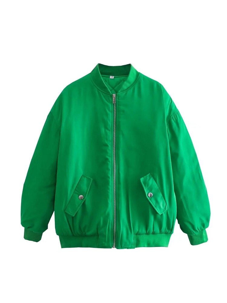 Damenjacke Oversized Bomberjacke Hochwertiger Stoff-3