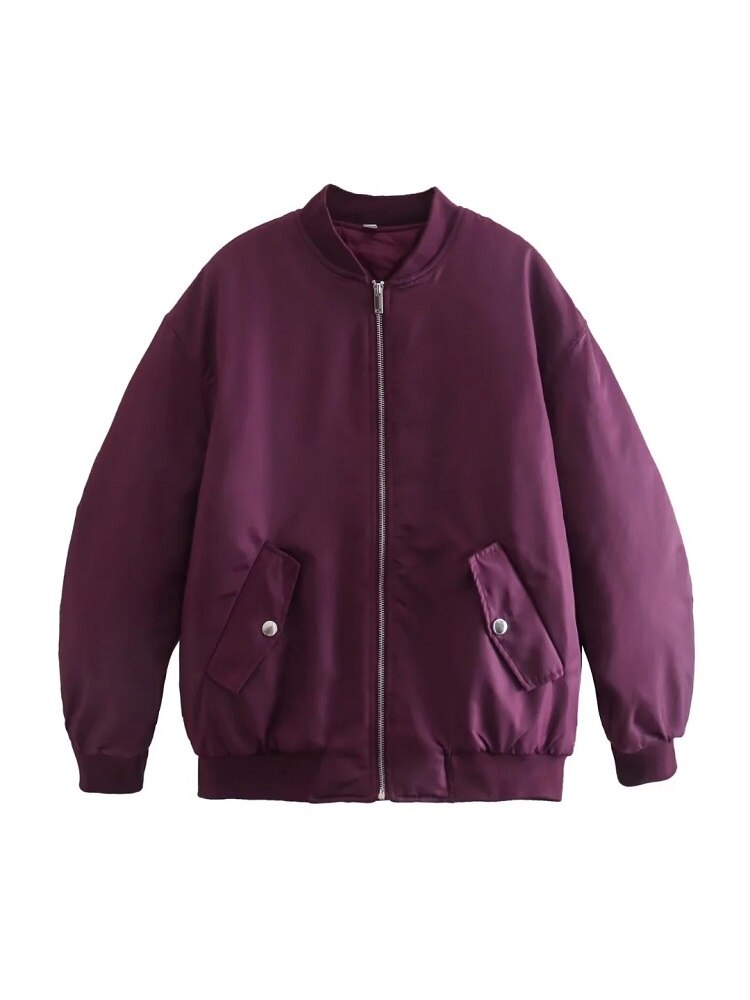 Damenjacke Oversized Bomberjacke Hochwertiger Stoff-2