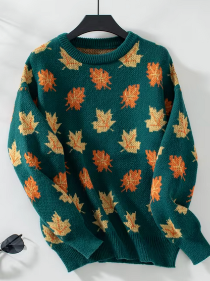 Variant image for Damen-Strickpullover, Ahornblattmuster, weiche Mischung-1