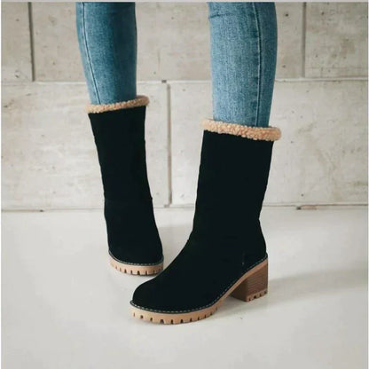 Damen Ankelstiefel Synthetik Pelz Wildleder mit Absatz-2