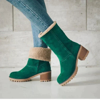 Damen Ankelstiefel Synthetik Pelz Wildleder mit Absatz-5