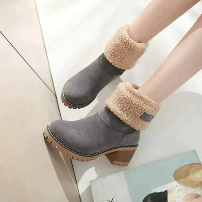 Damen Ankelstiefel Synthetik Pelz Wildleder mit Absatz-4