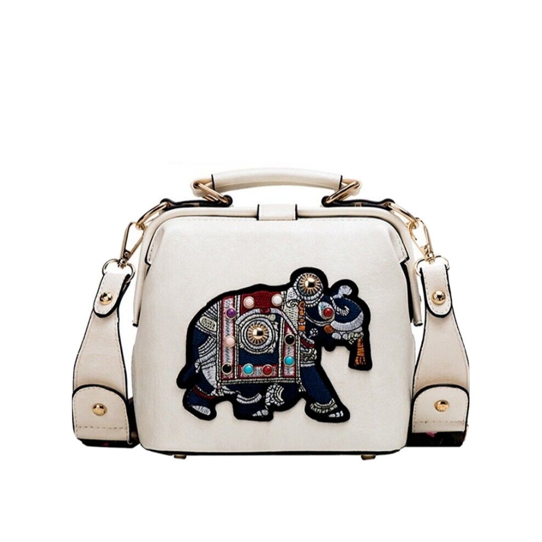 Variant image for Damen-Crossbody-Tasche, einzigartiges Design, PU-Leder, mit bestickten Elefant-4