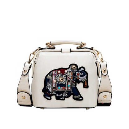 Variant image for Damen-Crossbody-Tasche, einzigartiges Design, PU-Leder, mit bestickten Elefant-4