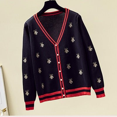 Damen-Strickjacke mit Bienenmotiv aus hochwertigem Material – elegante Passform für Alltag und festliche Anlässe 1