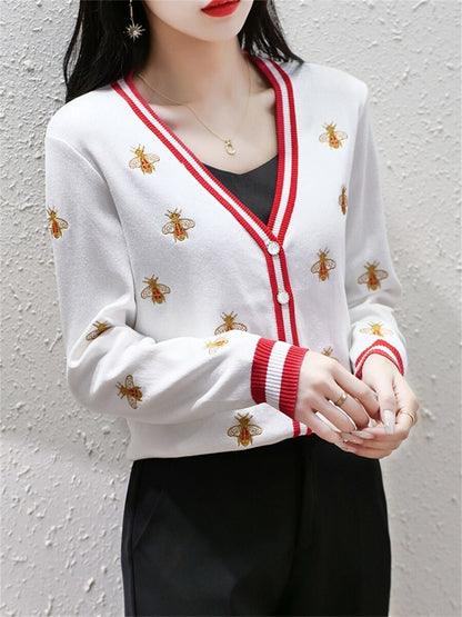 Damen-Strickjacke mit Bienenmotiv aus hochwertigem Material – elegante Passform für Alltag und festliche Anlässe 6