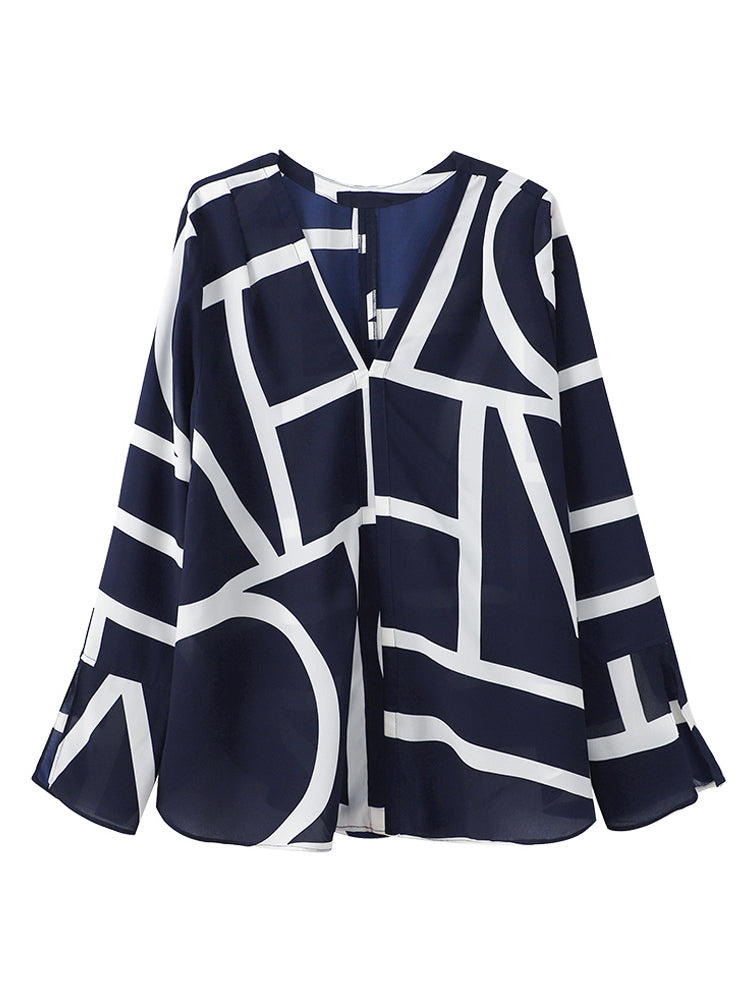 Damen-Chiffonbluse V-Ausschnitt Lange Ärmel Knitterfrei Polyester-5