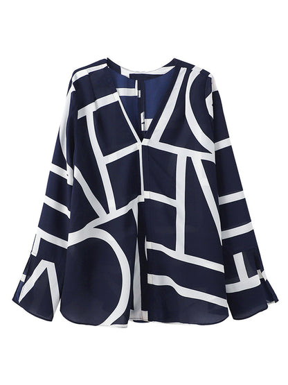 Damen-Chiffonbluse V-Ausschnitt Lange Ärmel Knitterfrei Polyester-5