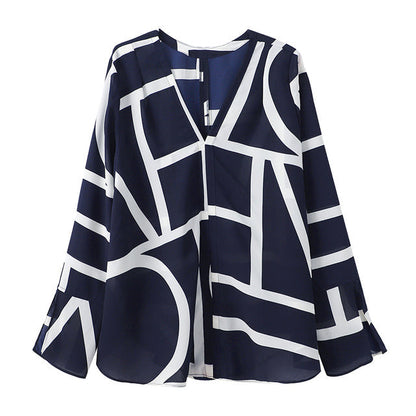 Damen-Chiffonbluse V-Ausschnitt Lange Ärmel Knitterfrei Polyester-6