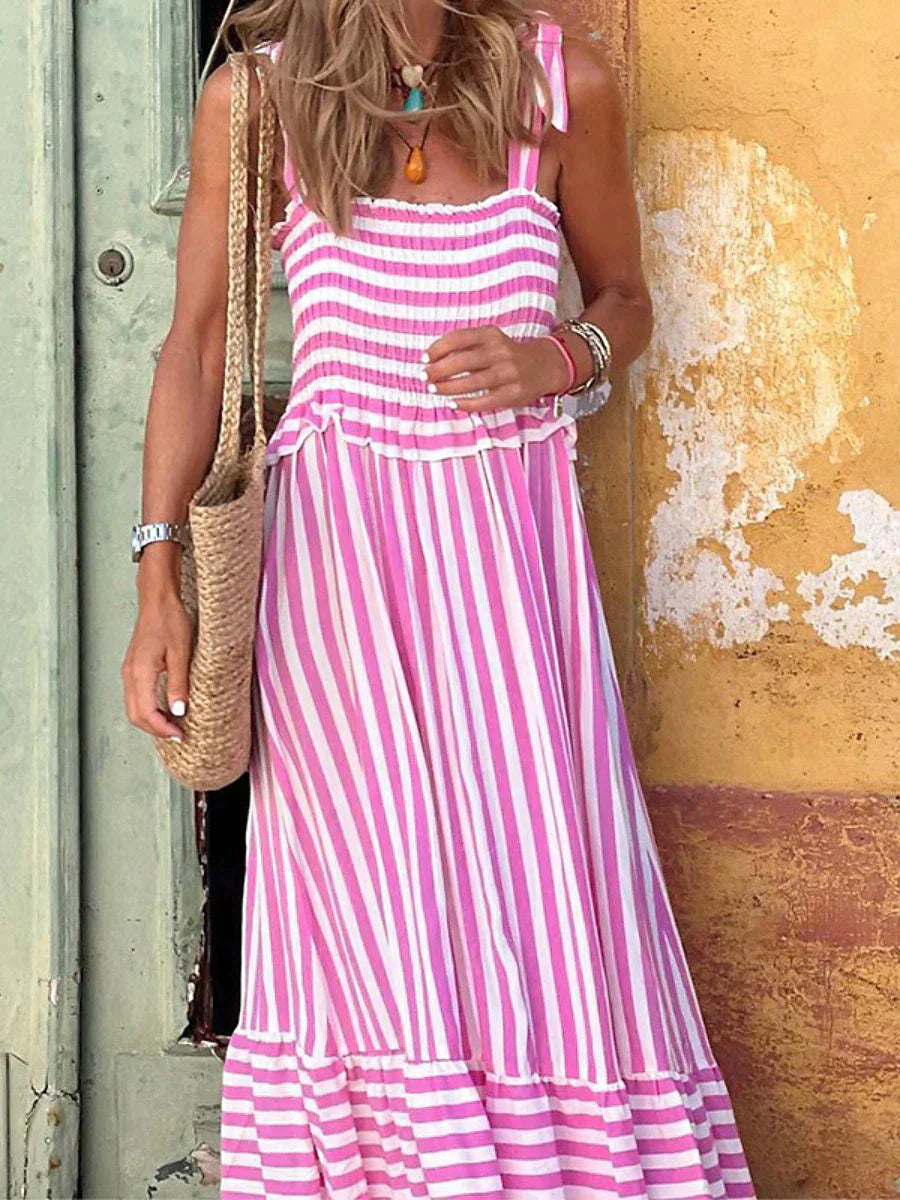 Damen-Kleid, gestreift, zeitloses Design, hochwertiger Stoff-4