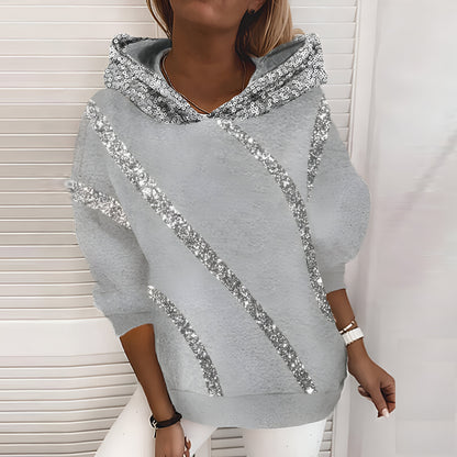 Variant image for Damen-Oversize-Hoodie, Paillettendruck, Baumwolle-7