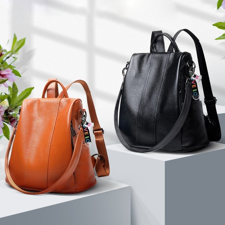 Diebstahlsicherer Lederrucksack für Damen – Wasserbeständiges und zeitloses Design mit verstellbaren Trägern und cleveren Fächern 6