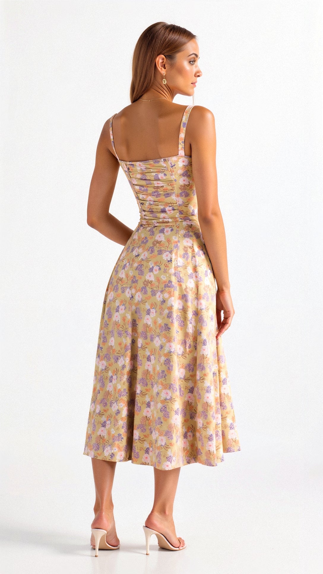 Damen-Taillenkleid mit schwingendem Rock aus leichtem Material-2