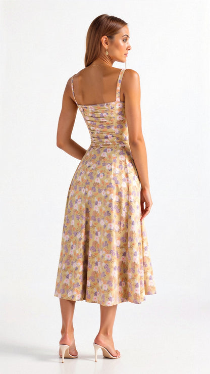 Damen-Taillenkleid mit schwingendem Rock aus leichtem Material-2