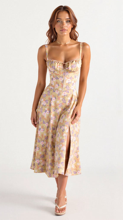Damen-Taillenkleid mit schwingendem Rock aus leichtem Material-1