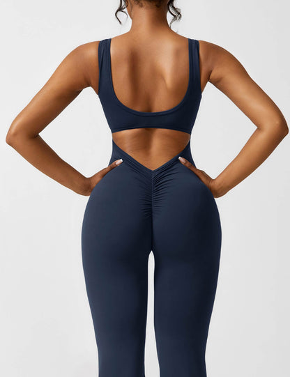 Damen-Jumpsuit V-Ausschnitt Flared Nylon Elasthan-5