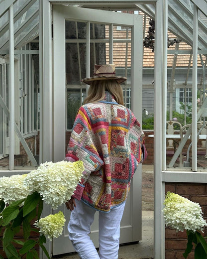 Damen-Kimono, Jacke, lässiges Polyester, bunt, Patchwork-Design-4