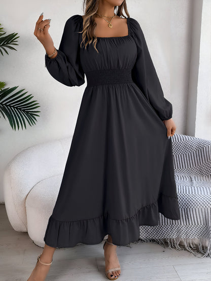 Damen-Kleid, hoher Hals, Schleppen-Design, hochwertiger Stoff-3