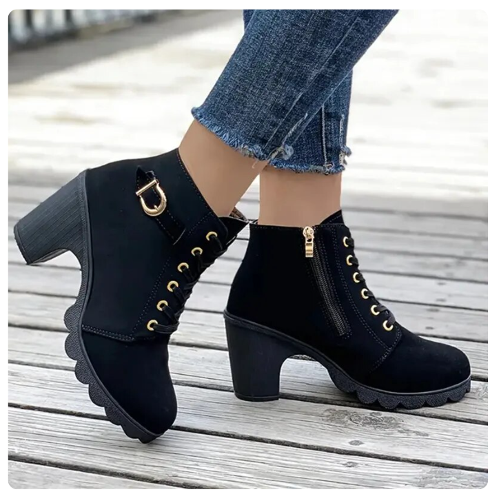 Damenstiefel im Chelsea-Stil mit hohem Absatz aus Leder und Synthetikmaterialien-1