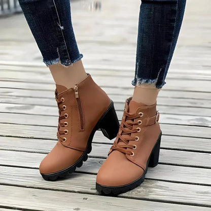 Damenstiefel im Chelsea-Stil mit hohem Absatz aus Leder und Synthetikmaterialien-4
