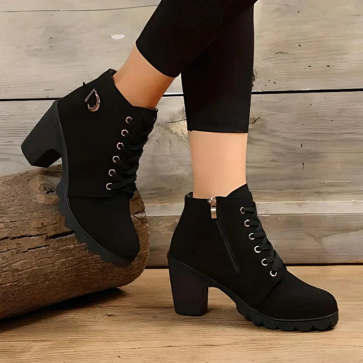Damenstiefel im Chelsea-Stil mit hohem Absatz aus Leder und Synthetikmaterialien-6