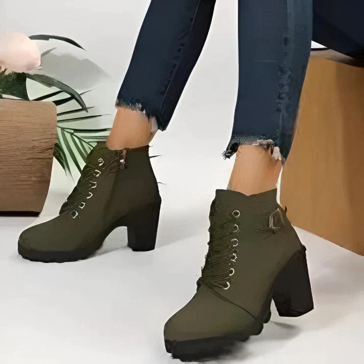 Damenstiefel im Chelsea-Stil mit hohem Absatz aus Leder und Synthetikmaterialien-5