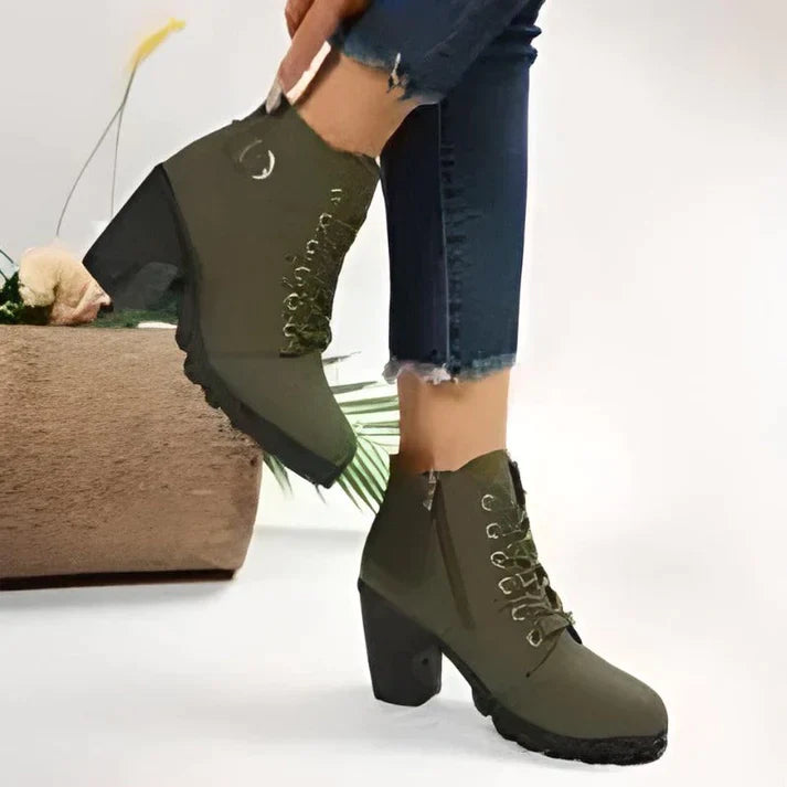 Damenstiefel im Chelsea-Stil mit hohem Absatz aus Leder und Synthetikmaterialien-2